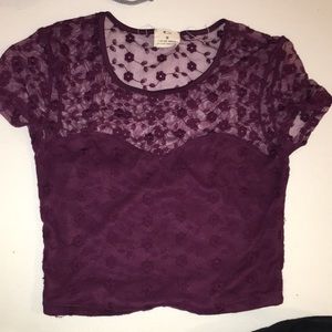 maroon lace crop top